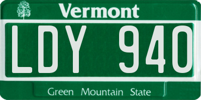 VT license plate LDY940