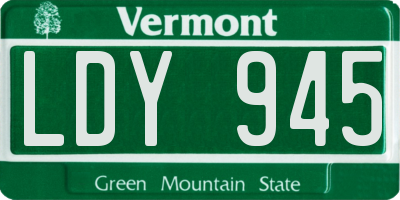 VT license plate LDY945