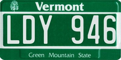 VT license plate LDY946