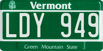 VT license plate LDY949
