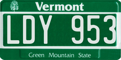 VT license plate LDY953