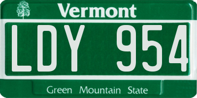 VT license plate LDY954