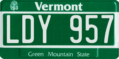 VT license plate LDY957