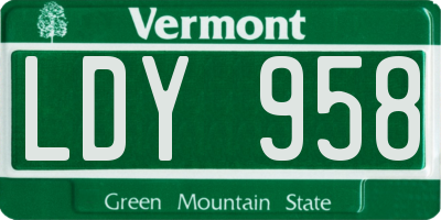 VT license plate LDY958