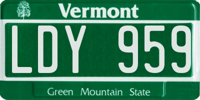 VT license plate LDY959