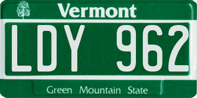VT license plate LDY962