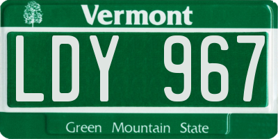 VT license plate LDY967