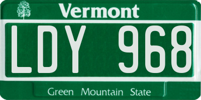 VT license plate LDY968