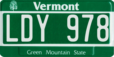 VT license plate LDY978