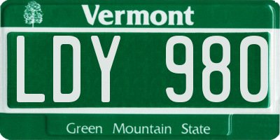 VT license plate LDY980