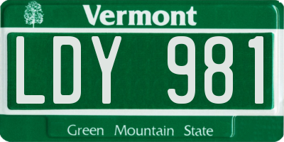 VT license plate LDY981