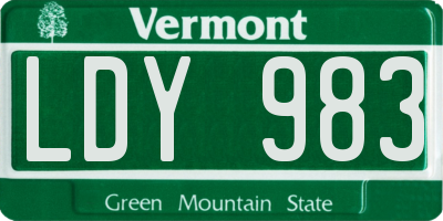 VT license plate LDY983