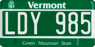 VT license plate LDY985