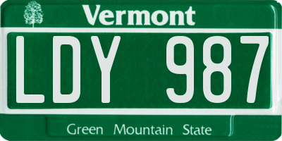 VT license plate LDY987