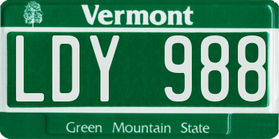 VT license plate LDY988