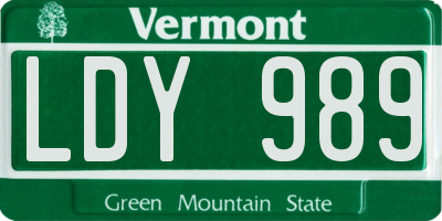VT license plate LDY989