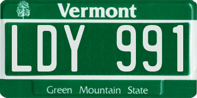 VT license plate LDY991