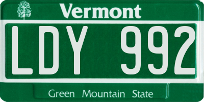 VT license plate LDY992