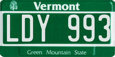 VT license plate LDY993