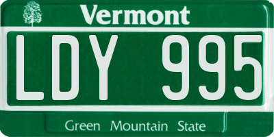 VT license plate LDY995