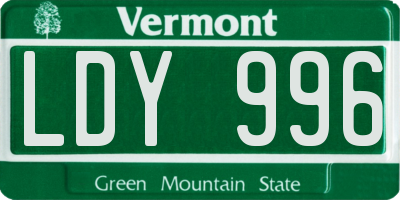 VT license plate LDY996