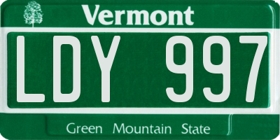 VT license plate LDY997