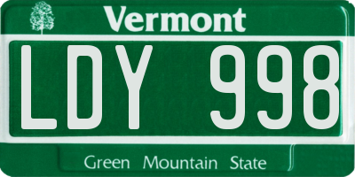 VT license plate LDY998