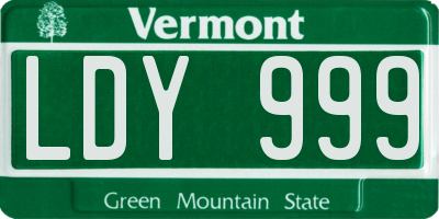 VT license plate LDY999