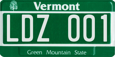 VT license plate LDZ001
