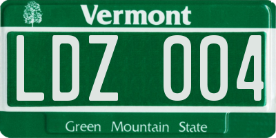 VT license plate LDZ004