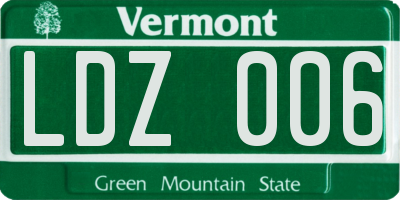 VT license plate LDZ006