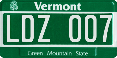 VT license plate LDZ007