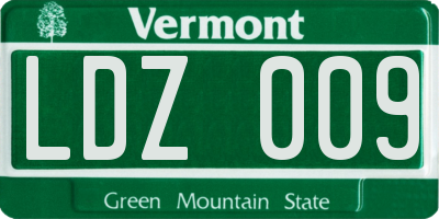 VT license plate LDZ009