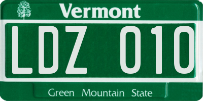 VT license plate LDZ010