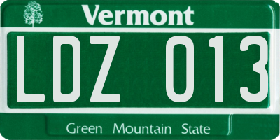 VT license plate LDZ013