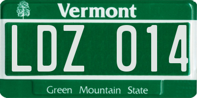 VT license plate LDZ014