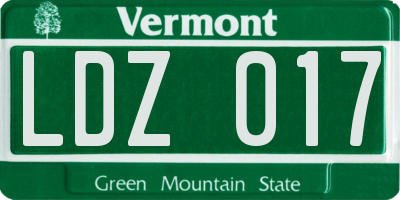 VT license plate LDZ017