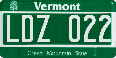 VT license plate LDZ022