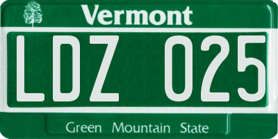 VT license plate LDZ025