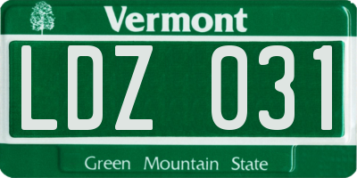 VT license plate LDZ031