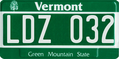 VT license plate LDZ032