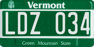 VT license plate LDZ034