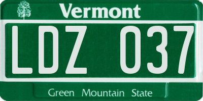 VT license plate LDZ037