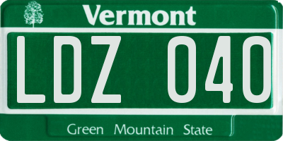 VT license plate LDZ040