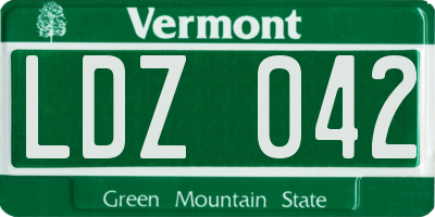 VT license plate LDZ042
