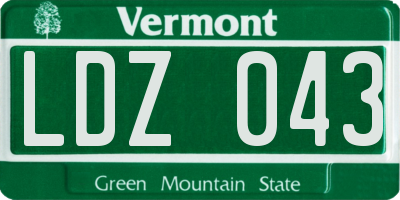 VT license plate LDZ043