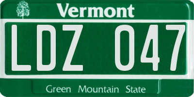 VT license plate LDZ047