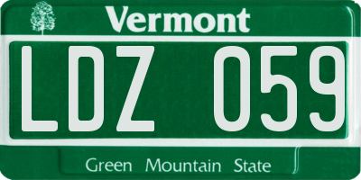 VT license plate LDZ059