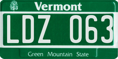 VT license plate LDZ063