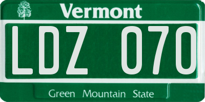 VT license plate LDZ070